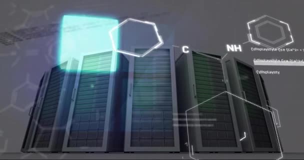 Анімація Цифрової Обробки Даних Над Комп Ютерними Серверами Глобальні Єднання — стокове відео