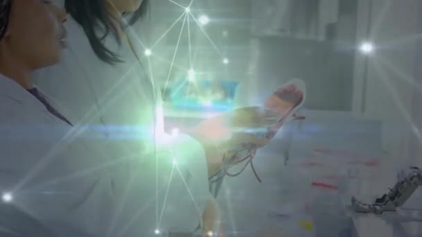 Animazione Connessioni Tra Diversi Scienziati Concetto Globale Scienza Medicina Connessioni — Video Stock