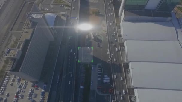 Animazione Scanner Impronte Digitali Biometriche Sopra Paesaggio Urbano Aereo Strada — Video Stock