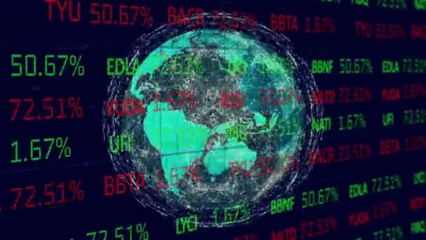 Animación Del Mercado Valores Globo Sobre Formas Negocios Globales Tecnología — Vídeo de stock