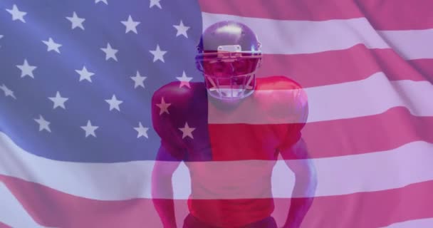 Animáció Kaukázusi Amerikai Focista Zászló Usa Amerikai Hazafiasság Sport Verseny — Stock videók