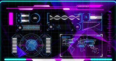 Arayüzdeki veri işleme görüntüsü. dijital arayüz, iletişim ve teknoloji konsepti dijital olarak oluşturulmuş görüntü.