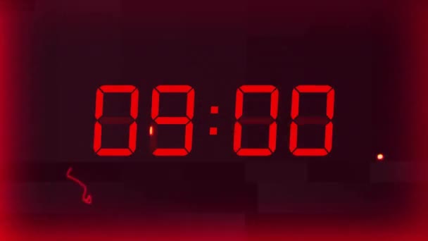 Animation Des Digitalen Timers Mit Countdown Über Rotem Hintergrund Mit — Stockvideo
