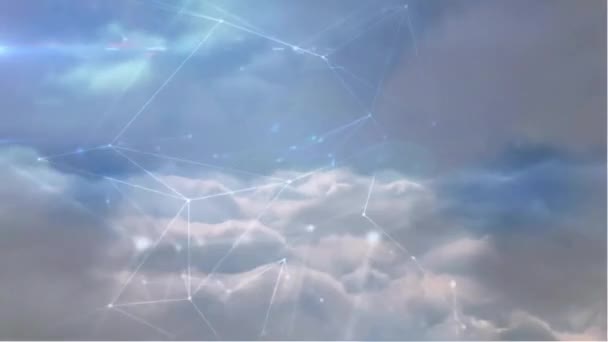 天空与云彩连接网络的动画 全球连接 计算和数字接口概念数字生成的视频 — 图库视频影像