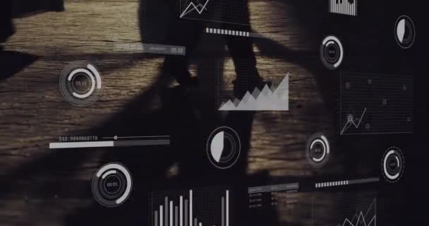 Animation Der Finanzdatenverarbeitung Über Der Stadt Globales Finanz Geschäfts Verbindungs — Stockvideo