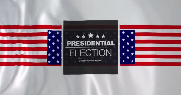 Animatie Van Presidentsverkiezingen Usa Tekst Amerikaanse Vlaggen Zwaaiende Witte Achtergrond — Stockvideo