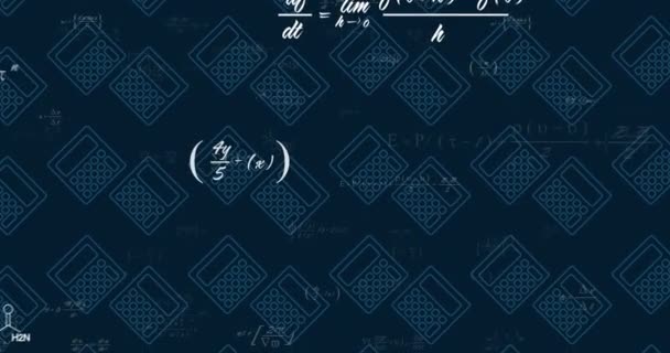 Animazione Dell Elaborazione Matematica Dei Dati Calcolatrici Sfondo Scuro Concetto — Video Stock