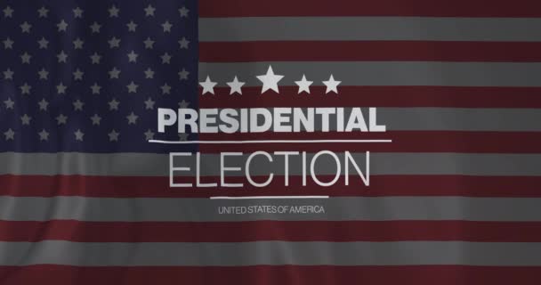 Animatie Van Presidentsverkiezingen Verenigde Staten Van Amerika Tekst Zwaaiende Amerikaanse — Stockvideo