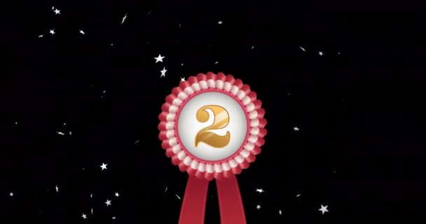 Siyah Arka Planda Ikinci Olan Yıldızların Animasyonu Kazanma Ödül Kutlama — Stok video