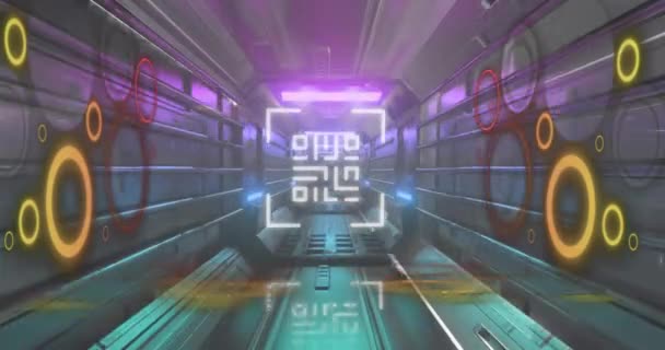 Animation Code Avec Des Cercles Sur Tunnel Numérique Sécurité Ligne — Video