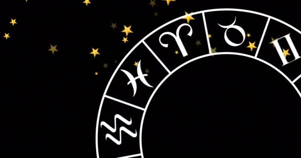 Animation Cercle Avec Des Signes Zodiaque Sur Des Étoiles Sur — Video