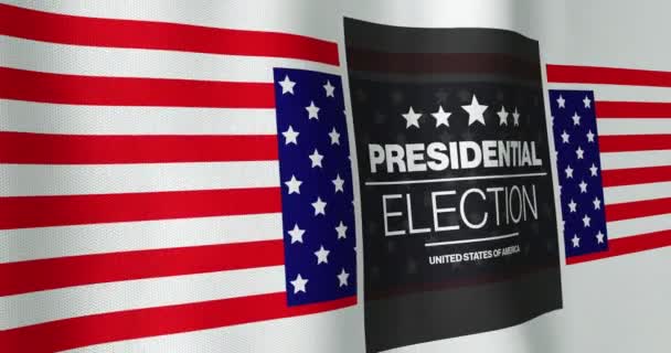 Animação Texto Eleitoral Presidencial Sobre Bandeira Americana Patriotismo Celebração Conceito — Vídeo de Stock