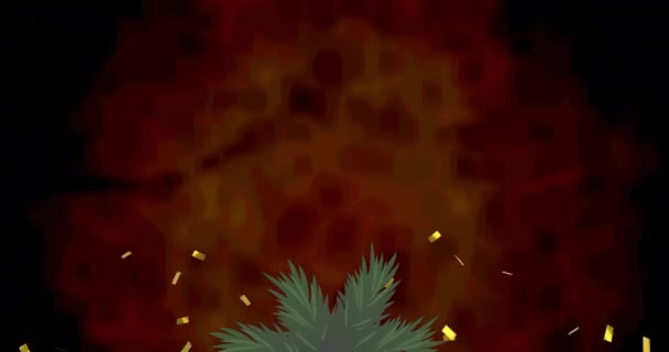 Анімація Конфетті Падає Над Свічкою Чорному Тлі Святкування Концепція Вечірки — стокове відео