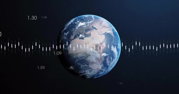 Animație Prelucrare Datelor Digitale Întreaga Lume Conexiuni Globale Concept Calcul — Videoclip de stoc