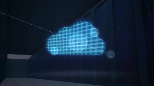 Animation Digital Hængelås Databehandling Computerservere Global Cybersikkerhed Forbindelser Cloud Computing – Stock-video