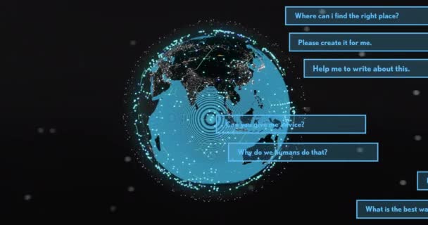 Animering Digital Databehandling Över Hela Världen Anslutningar Globala Artificiella Anslutningar — Stockvideo