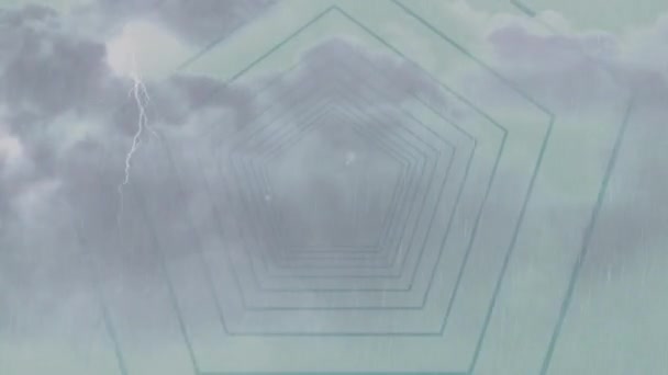 Анимация Концентрических Шестиугольников Движущихся Бурному Небу Природа Связь Изменение Обработка — стоковое видео