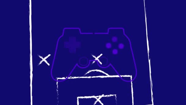 Animation Gamepad Match Plan Blue Background Sports Games Digital Interface — Stock Video
