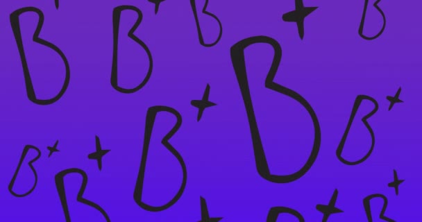 B加文字在紫色背景上的动画 教育和学习概念数字制作的录像 — 图库视频影像