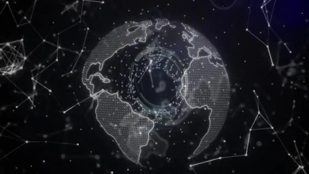 Animáció Hálózat Kapcsolatok Szerte Világon Fekete Háttér Globális Kapcsolatok Számítástechnikai — Stock videók