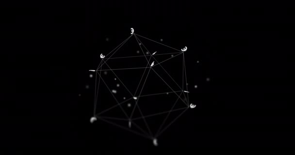 Animation Des Netzwerks Mit Datenverarbeitung Und Euro Zeichen Auf Schwarzem — Stockvideo