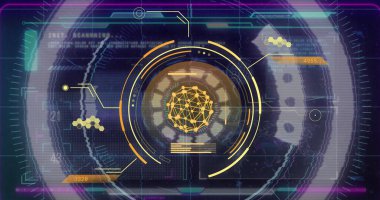 Parazit üzerinde veri işleme ve tarama görüntüsü. Küresel bilim ve dijital arayüz kavramı dijital olarak oluşturulmuş görüntü.