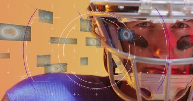 Kafkasyalı Amerikan futbolcu üzerinden veri işleme görüntüsü. 