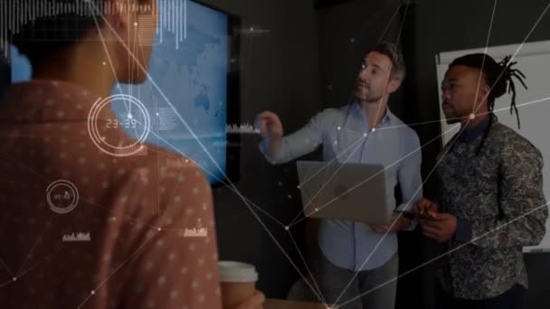 사업을 사람들을 연결하는 네트워크의 애니메이션 글로벌 비즈니스 컴퓨팅 데이터 디지털 — 비디오