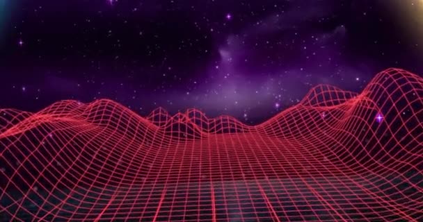 Animation Red Mesh Metaverse Dark Background Global Connections Computing Data — Stock Video