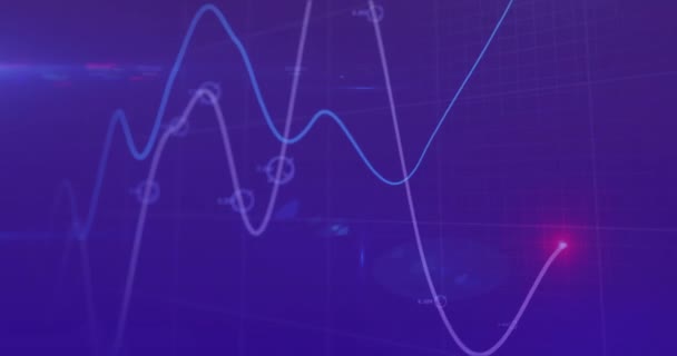 Animation Financial Data Processing Glowing Spot Purple Background Global Finance — Stock Video