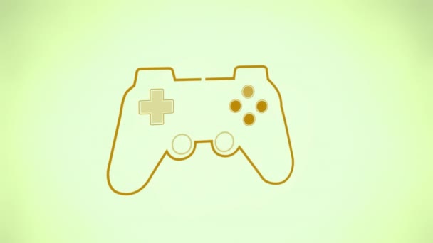 Animering Gamepad Handkontroll Blinkar Blekgrön Bakgrund Spel Fritid Digitalt Gränssnitt — Stockvideo
