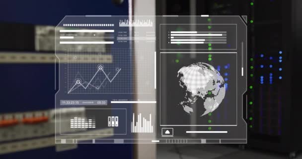Animación Del Procesamiento Datos Digitales Través Servidores Informáticos Conexiones Globales — Vídeo de stock