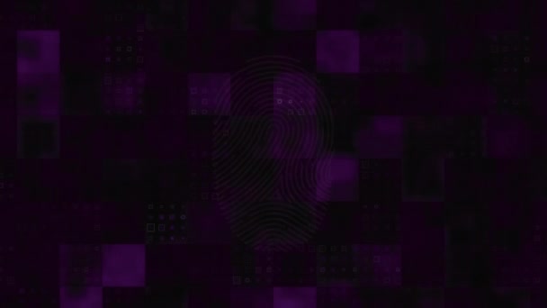 Biometrikus Ujjlenyomat Adatfeldolgozás Animációja Sötét Háttér Globális Kiberbiztonság Kapcsolatok Számítástechnikai — Stock videók