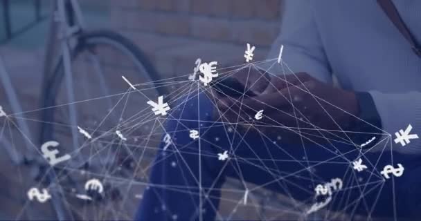 스마트 남자에 기호의 애니메이션 글로벌 비즈니스 컴퓨팅 데이터 디지털 방식으로 — 비디오