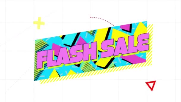 Κινούμενα Σχέδια Του Κειμένου Πώλησης Flash Ροζ Χρώμα Πολύχρωμο Πανό — Αρχείο Βίντεο