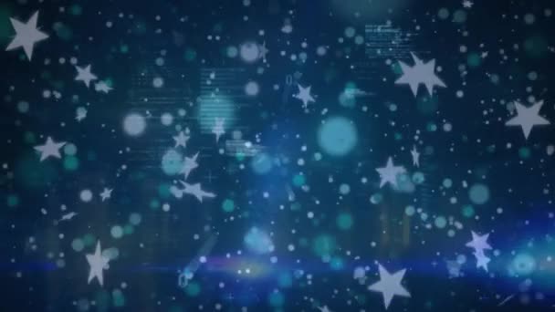 Noktalar Üzerinde Veri Işleme Düşen Yıldızların Animasyonu Küresel Teknoloji Dijital — Stok video