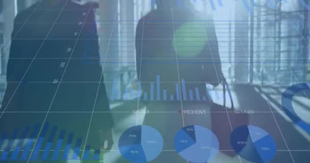 Animation Finansiel Databehandling Forskellige Forretningsfolk Global Forretning Forbindelser Computing Databehandling – Stock-video