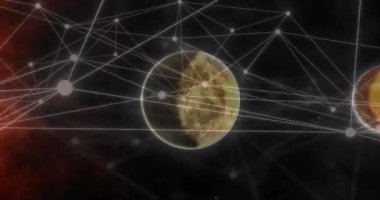 Dünya üzerindeki bağlantı ağının animasyonu. Dijital olarak oluşturulmuş küresel bağlantılar, hesaplama ve veri işleme kavramı.