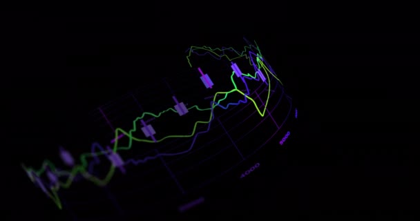 Animace Zpracování Finančních Údajů Černém Pozadí Globální Finance Obchod Připojení — Stock video