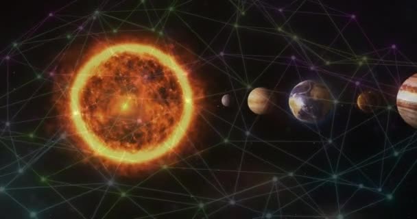 Animation Réseau Connexions Sur Système Solaire Connexions Globales Calcul Traitement — Video