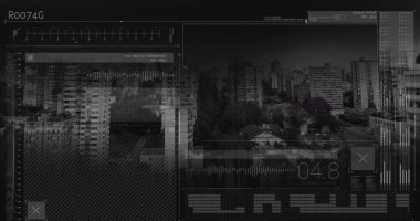 Şehir manzarası üzerinde istatistik kaydı ve veri işleme resmi. küresel bağlantılar ve dijital arayüz konsepti dijital olarak oluşturulmuş görüntü.