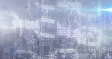 Şehrin çevresindeki ağ bağlantılarının ve çevrimiçi güvenlik zincirlerinin resmi. küresel bağlantılar ve dijital arayüz konsepti dijital olarak oluşturulmuş görüntü.