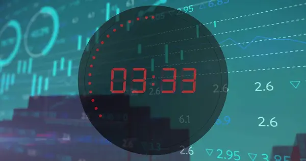 Bild Finansiell Databehandling Över Timer Förändras Globalt Finans Affärs Anslutnings — Stockfoto
