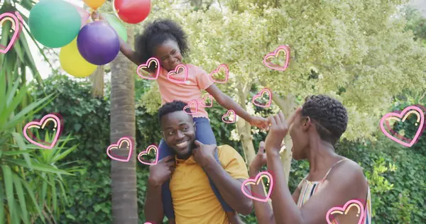 Bilde Hjerter Lykkelig Afrikansk Amerikansk Familie Hagen Familie Kjærlighet Kommunikasjon – stockfoto