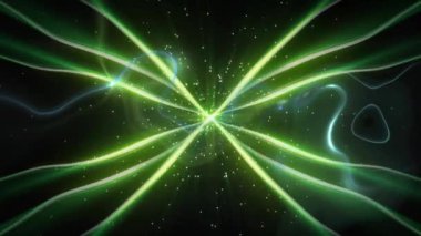 Siyah zemin üzerinde ışık ve ışık izlerinin animasyonu. Şekiller, desen ve ışık konsepti dijital olarak oluşturulmuş video.