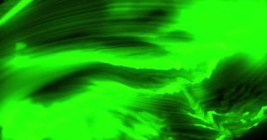 Koyu arkaplanda kusursuz döngü üzerinde hareket eden parlayan yeşil ışık izlerinin animasyonu. Şekil, şekil, renk ve hareket konsepti dijital olarak oluşturulmuş video.
