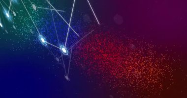 Koyu arkaplandaki DNA ipliği üzerinde parlayan beyaz bağlantı ağının animasyonu. Veri, ai, araştırma, işleme, bağlantı, dijital arayüz ve iletişim, dijital olarak oluşturulmuş video.