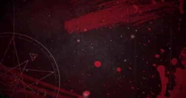 Pusula animasyonu ve kırmızı rengin üzerinde hareket eden ışık lekeleri siyah arkaplanda sıçrıyor. Işık, desen, renk ve hareket konsepti dijital olarak oluşturulmuş video.
