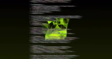 Siyah arkaplanda veri işleme üzerinden 3D sarı ağın animasyonu. Bağlantı, veri, ai, işleme, dijital arayüz ve iletişim, dijital olarak oluşturulmuş video.