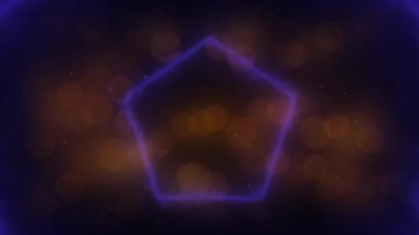 Siyah arkaplandaki ışık noktalarının üzerindeki neon şekillerin animasyonu. Şekiller, desen ve ışık konsepti dijital olarak oluşturulmuş video.